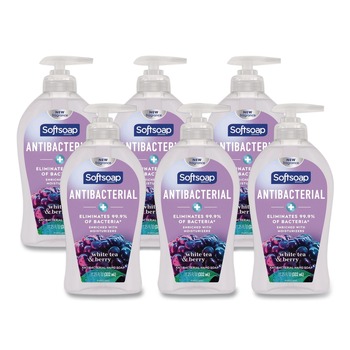 Softsoap US03574A 11.25 oz. Pump Bottle Antibacterial Hand Soap - White Tea and Berry Fusion Scent (6/Carton)