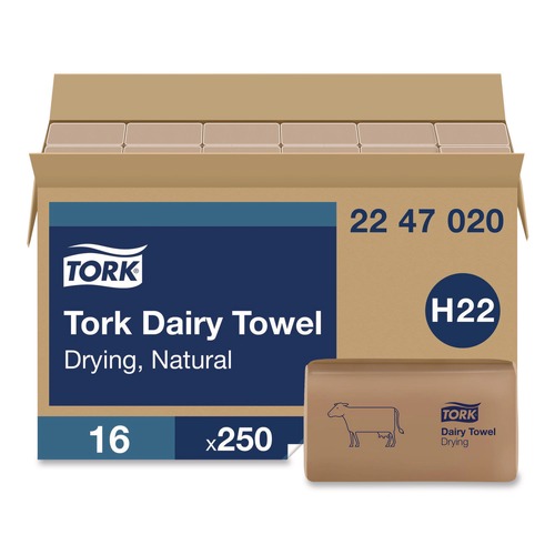 Cleaning Cloths & Wipes | Tork 2247020 Dairy Towel 1-Ply 9.12 x 10.25 Natural 250 Sheets/Pack 16 Packs/Carton image number 0