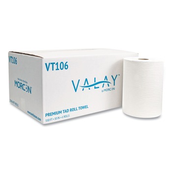 JANITORIAL | Morcon Paper VT106 10 in. x 550 ft 1-Ply 10 Inch TAD Roll Towels - White (6 Rolls/Carton)