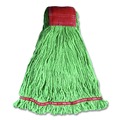 Mop Heads | Rubbermaid Commercial FGA25306GR00 5 in. Red Headband Web Foot Shrinkless Looped-End Cotton/Synthetic Wet Mop Head - Large, Green image number 2