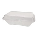 Food Containers & Lids | Plastifar 12091 8 in. x 8.56 in. x 2.76 in. Secure Two Tab Latch Poly Bag Foam Hinged Lid Container - White (200/Pack) image number 2