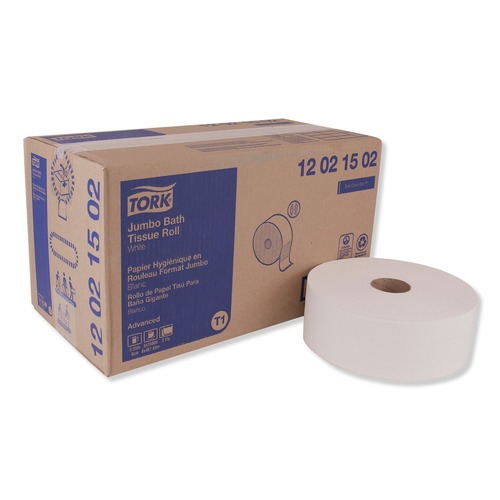 Toilet Tissues | Tork 12021502 Advanced 3.48 in. x 1,600 ft. 2-Ply Septic Safe Jumbo Bath Tissue - White (6/Carton) image number 0