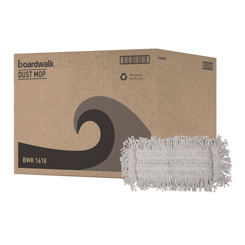 Mop Heads | Boardwalk BWK1618 18 in. x 5 in. Disposable Cotton Dust Mop Head image number 0