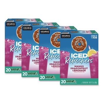 The Original Donut Shop 5000382824 ICED Refreshers K-Cup Pods - Mango Dragonfruit Lemonade (80/Carton)