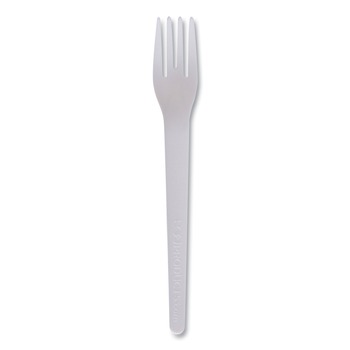Eco-Products EP-S012 6 in. Plantware Compostable Cutlery Fork - Pearl White (1000/Carton)