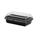Perforated Roll & Hand Towels | SOLO 846612-PS94 Creative Carryouts 7.87 in. x 5.4 in. x 2.1 in. 24 oz. Hinged Plastic Hot Deli Boxes - Black/Clear (200/Carton) image number 0