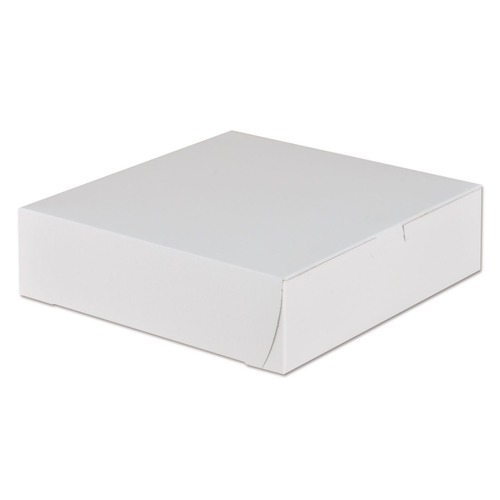 Bakery Boxes & Containers | SCT 953 9 in. x 9 in. x 2.5 in. Non-Window Paper Bakery Boxes - White (250/Carton) image number 0