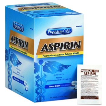 First Aid Only 54034 Aspirin Tablets (250/Box)