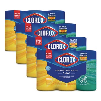Clorox 30208 7 in. x 8 in. 1-Ply Bleach Free Cleaning Disinfecting Wipes - White Fresh Scent/Citrus Blend (4 Packs/Carton)