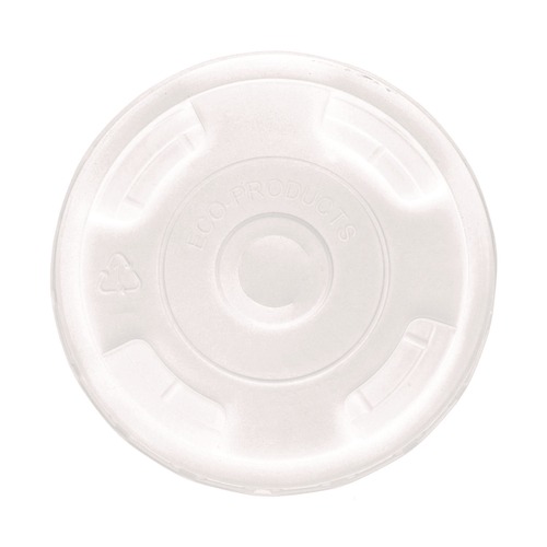 Cup Lids | Eco-Products EP-CRFL BlueStripe Recycled Content 9 oz. to 24 oz. Cold Cup Flat Lids - Clear (10 Packs/Carton, 100/Pack) image number 0