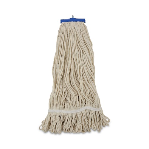 Mop Heads | Boardwalk BWK824C 24 oz. Lie-Flat Cotton Fiber Mop Head - White (12/Carton) image number 0