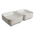 Food Containers & Lids | Eco-Products EP-HC91NFA Vanguard 9 in. x 9 in. x 3 in. 1-Compartment Renewable and Compostable Sugarcane Clamshells - White (200/Carton) image number 2