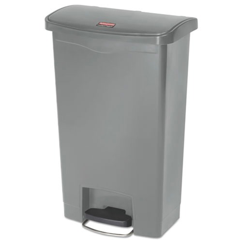 Indoor Waste Receptacles | Rubbermaid Commercial 1883602 Streamline 13-Gallon Front Step Style Resin Step-On Container - Gray image number 0