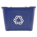 Indoor Waste Receptacles | Rubbermaid Commercial FG571473BLUE 14 Gallon Polyethylene Stacking Recycle Bin - Blue image number 1