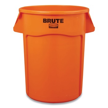 OUTDOOR WASTE RECEPTACLES | Rubbermaid Commercial 2119308 Brute 32 gal Resin Container - Round Orange