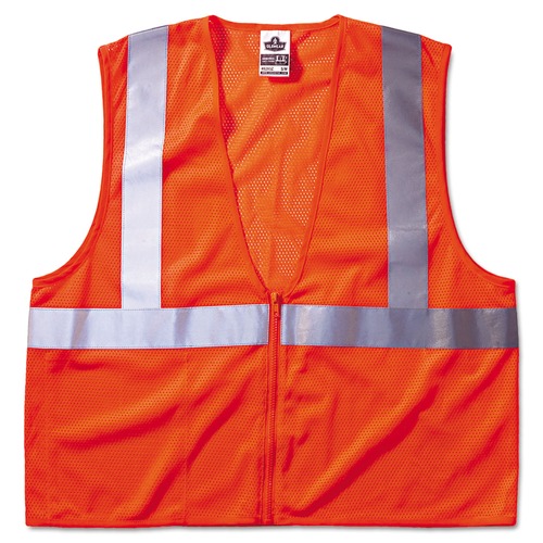 Clothing Protection | Ergodyne 21045 Polyester Mesh GloWear 8210Z Class 2 Economy Vest with Zipper Closure - Large to Extra Large ,Orange image number 0