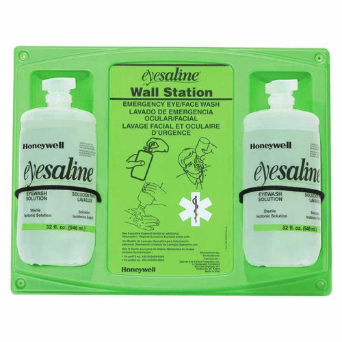 Eye Care & Protection | Honeywell 32-000462-0000-H5 32 oz. Bottle Saline Eye Wash Wall Station (4/Carton) image number 0
