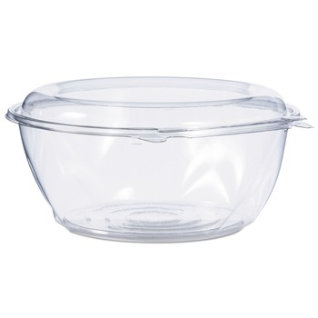 FOOD STORAGE CONTAINERS AND LIDS | Dart CTR64BD 64 oz. 8.9 in. Diameter x 4 in. Plastic Tamper-Resistant Tamper-Evident Bowls with Dome Lid - Clear (100/Carton)