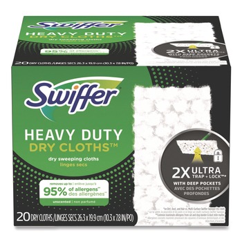 Swiffer 80314634 10.3 in. x 7.8 in. Heavy-Duty Dry Refill Cloths - White (80/Carton)