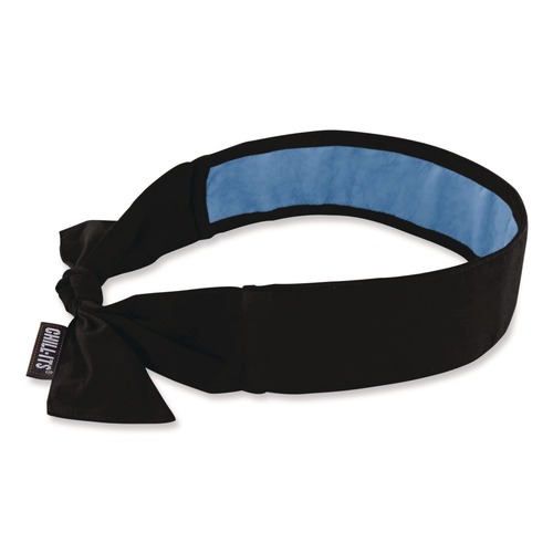 Head & Face Protection | Ergodyne 12565 Chill-Its 6700CT One Size Fits Most Cooling Bandana PVA Tie Headband - Black image number 0