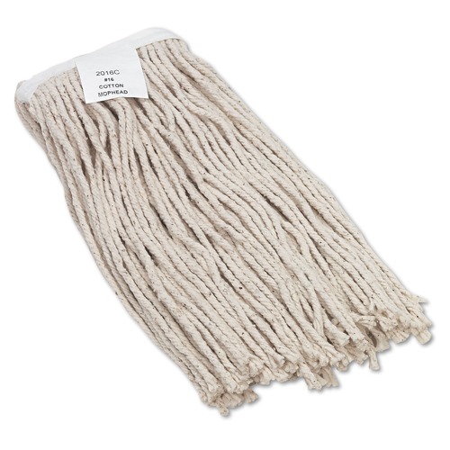 Mop Heads | Boardwalk BWK2016CEA #16 Cut-End Cotton Wet Mop Head - White image number 0