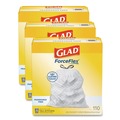 Drawstring & Kitchen Bags | Glad 22541 ForceFlex Kitchen Drawstring Trash Bags, Drawstring, 13 gal, Unscented, 23.47 x 25.38, White, 110 Bags/Box, 3 Boxes/Carton image number 0