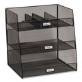 Condiment Organizers | Safco 3293BL 14.63 in. x 11.75 in. x 15 in. 3 Compartments Steel Mesh Onyx Breakroom Organizers - Black image number 3