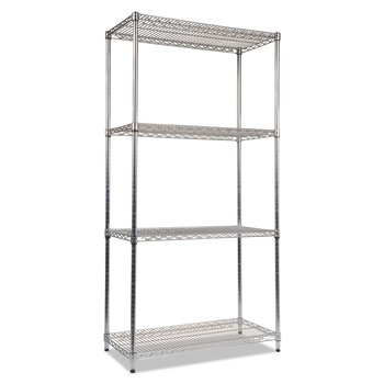 SHELVING UNITS | Alera ALESW503618SR NSF Certified Industrial 36 in. x 18 in. x 72 in. 4-Shelf Wire Shelving Kit - Silver