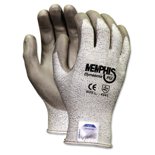 Work & Welding Gloves | MCR Safety 9672L Memphis Dyneema Polyurethane Gloves - Large, White/Gray (1-Pair) image number 0