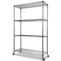 Racks & Shelving | Alera ALESW604818BA 48 in. x 18 in. x 72 in. NSF Certified 4-Shelf Wire Shelving Kit with Casters - Black Anthracite image number 0