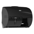 Toilet Tissue Dispensers | Tork 565728 11.06 in. x 7.18 in. x 8.81 in. Twin Bath Tissue Roll Dispenser for OptiCore - Black (1/Carton) image number 1