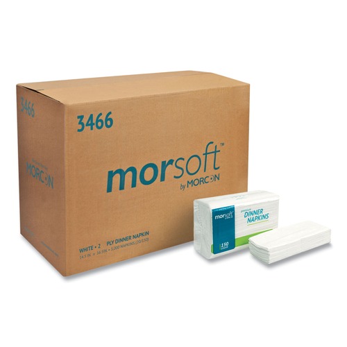 Dinner Napkins | Morcon Paper 3466 Morsoft 14.5 in. x 16.5 in. 2-Ply Dinner Napkins - White (3,000/Carton) image number 0