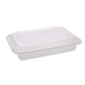 Food Containers & Lids | Pactiv Corp. NC868 Newspring VERSAtainer 8.8 in. x 6 in. x 2 in. Base/Lid Combo Microwavable Containers - White/Clear (150/Carton) image number 0