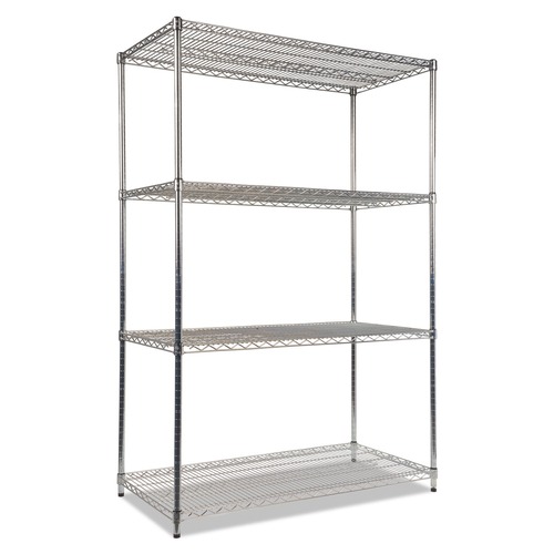 Racks & Shelving | Alera ALESW504824SR 48 in. x 24 in. x 72 in. NSF Certified Industrial Four-Shelf Wire Shelving Kit - Silver image number 0