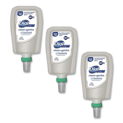 Soap Refills | Dial Professional 32106CT 1 Liter CleanPlusGentle Antibacterial Foaming Hand Wash Refill for FIT Touch Free Dispenser - Fragrance Free (3/Carton) image number 0