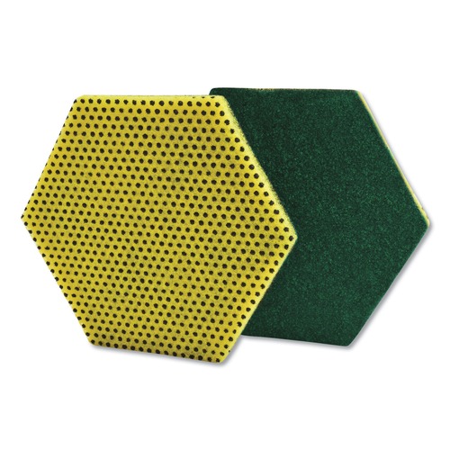 Scouring Pads & Sticks | Scotch-Brite 96HEX 5 in. x 5.75 in. Dual Purpose Scour Pad - Green/Yellow (15/Carton) image number 0