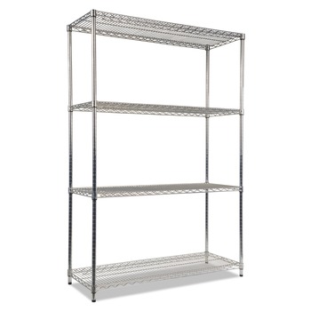 SHELVING UNITS | Alera ALESW504818SR NSF Certified Industrial 4-Shelf 48 in. x 18 in. x 72 in. Wire Shelving Kit - Silver