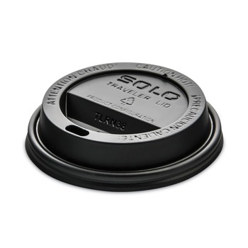 CUP LIDS | SOLO TL38B2-0004 Traveler Cappuccino Style Dome Lid Fits 8 oz Cups - Black (1000/Carton)