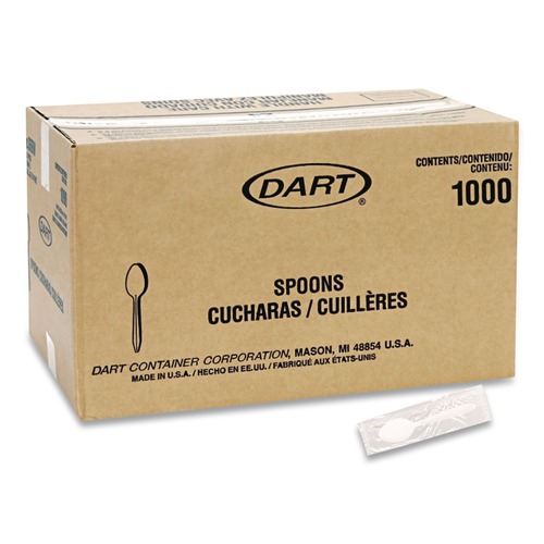 Disposable Spoons | SOLO RSW3-0007 Teaspoon Individually Wrapped Reliance Mediumweight Cutlery - White (1000/Carton) image number 0