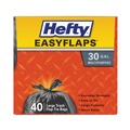 Drawstring & Kitchen Bags | Hefty E27744 30 in. x 33 in. 30-Gallon 0.85 mil Easy Flaps Trash Bags - Black (40/Box, 6 Boxes/Carton) image number 2