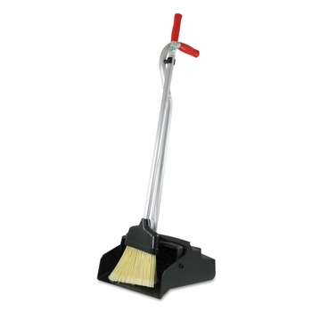 DUST PANS | Unger EDPBR 33 in. x 12 in. Metal Ergo Dustpan with Broom - Red/Silver