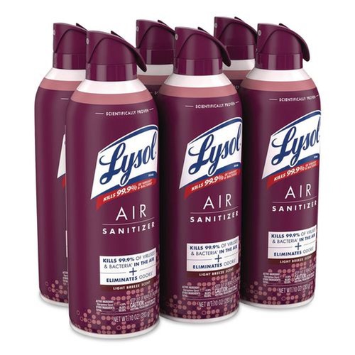 Disinfecting & Cleaning Solutions | LYSOL Brand 19200-99394 10 oz Aerosol Can Air Sanitizer Spray - Light Breeze Scent (6/Carton) image number 0