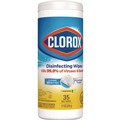 Cleaning Cloths & Wipes | Clorox 01594 7 in. x 8 in. 1-Ply Disinfecting Wipes - Crisp Lemon, White (35/Canister, 12 Canisters/Carton) image number 1