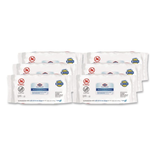 Cleaning Cloths & Wipes | Clorox Healthcare 32621 6.75 in. x 9 in. 1-Ply Bleach Germicidal Disinfectant Wipes - Unscented/White (6/Carton) image number 0