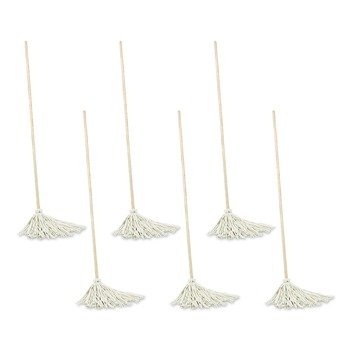 Boardwalk BWK112C Handle/Deck Mops with No. 12 Head and 48 in. Handle - White Cotton Head/Natural Wood Handle (6/Pack)