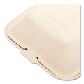Food Containers & Lids | Boardwalk BWKHINGE66NPFA 6 in. x 6 in. x 3.19 in. Sugarcane Bagasse PFAS-Free Food Containers - Tan (500/Carton) image number 4