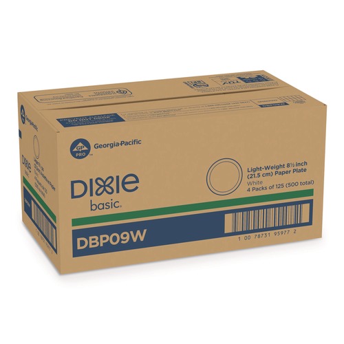 Plates | Dixie DBP09W 8.5 in. Paper Dinnerware Plates - White (4 Packs/Carton) image number 0