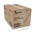 Disposable Forks | Pactiv Corp. YPSMFTEC EarthChoice PSM Heavyweight Plastic Cutlery Fork - Tan (1000/Carton) image number 3