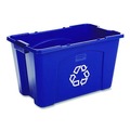 Indoor Waste Receptacles | Rubbermaid Commercial FG571873BLUE 18 Gallon Polyethylene Stacking Recycle Bin - Blue image number 0