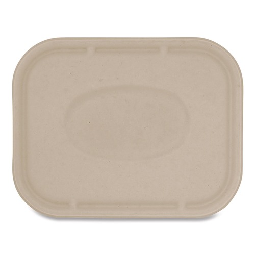Food Containers & Lids | World Centric TRLSC10LF 7.8 in. x 10.1 in. x 0.5 in. Paper Fiber Lids for Fiber Containers - Natural (400/Carton) image number 0